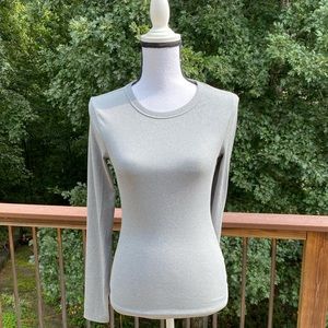 Gray Ribbed Long Sleeve Shirt